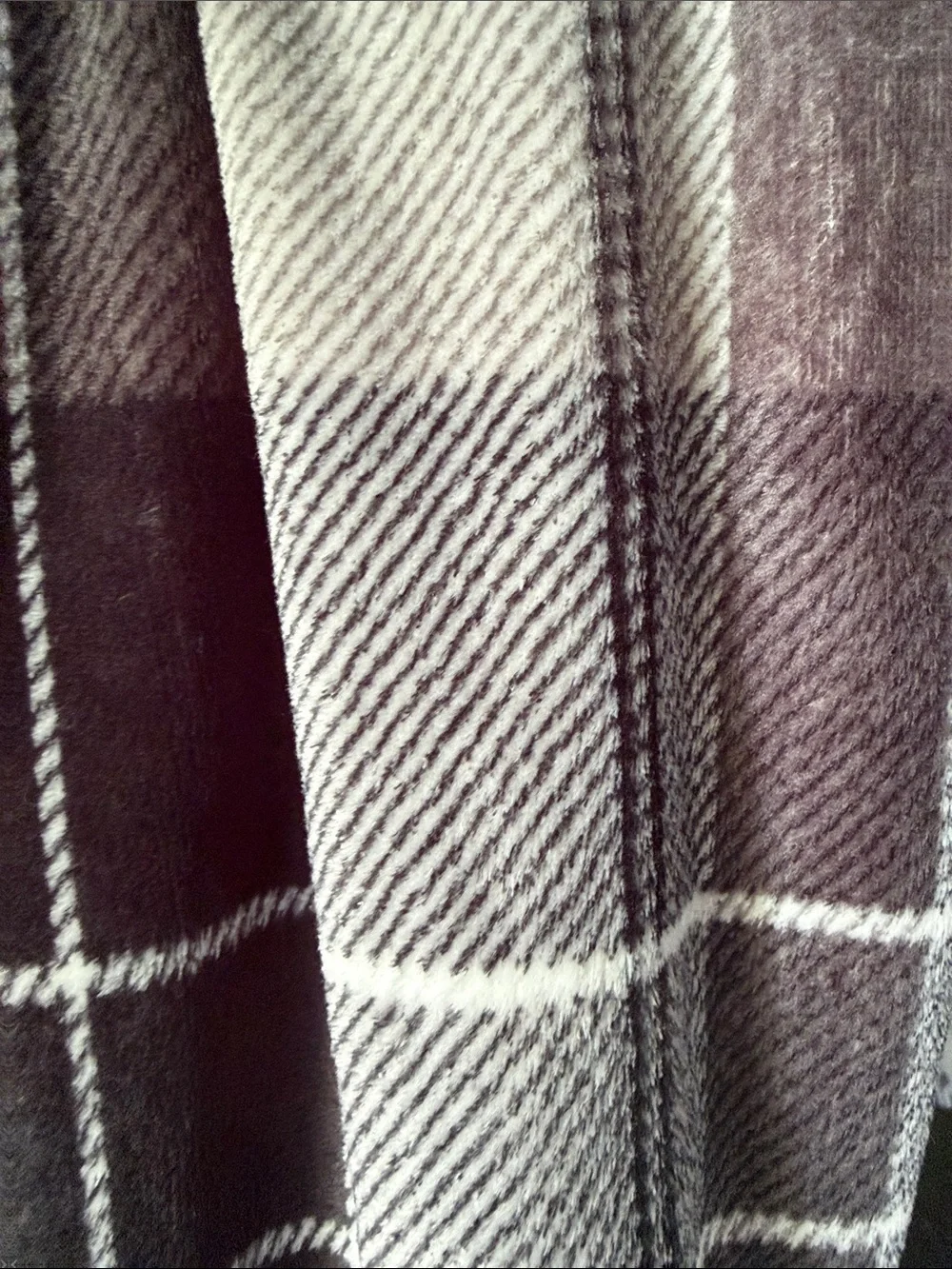 Plaid Accent plush blanket Black , white and grey